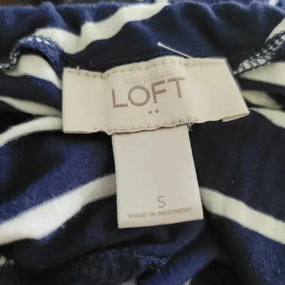 Ann Taylor Loft Maxi Skirt Stretch Striped Navy Bl - Picture 2 of 7